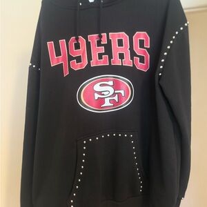 49ers Black Hoodie with Red Accents